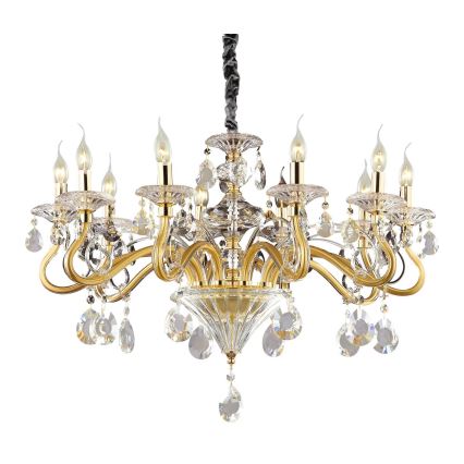 Ideal Lux - Candeeiro suspenso de cristal NEGRESCO 10xE14/28W/230V diâmetro 85 cm dourado