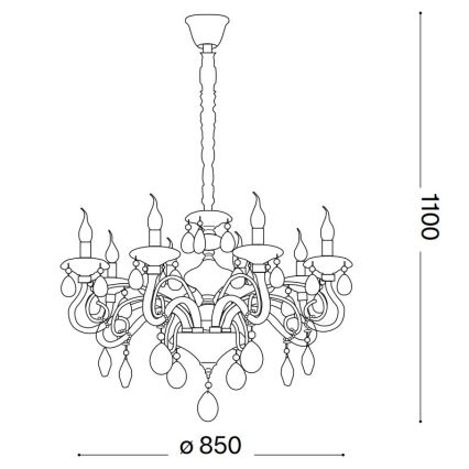Ideal Lux - Candeeiro suspenso de cristal NEGRESCO 10xE14/28W/230V diâmetro 85 cm dourado