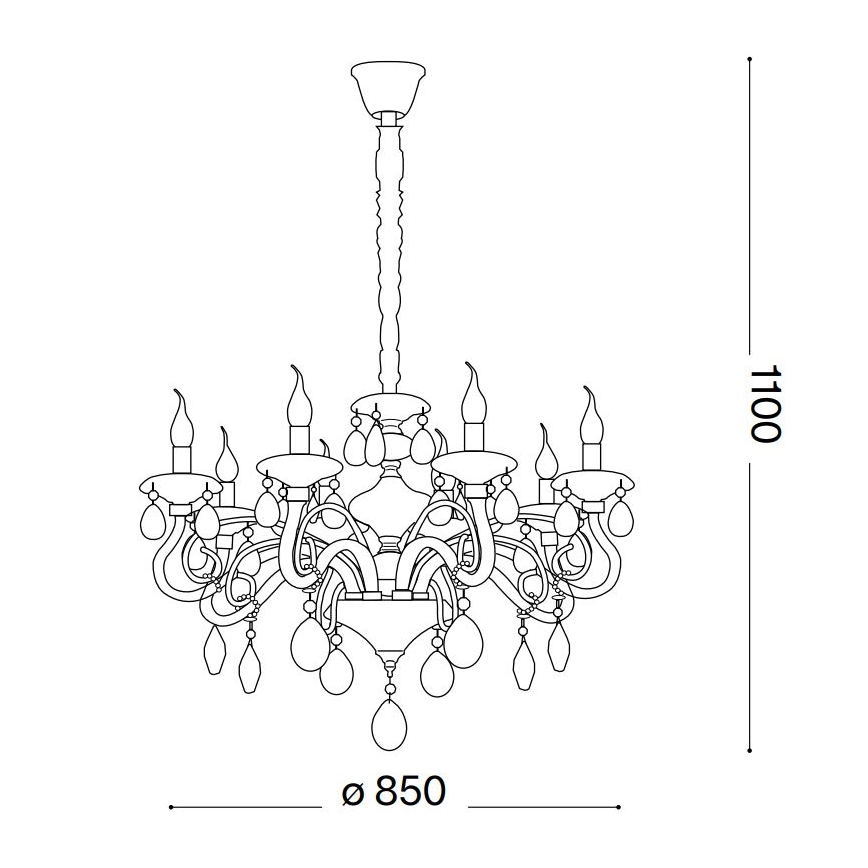 Ideal Lux - Candeeiro suspenso de cristal NEGRESCO 10xE14/28W/230V diâmetro 85 cm dourado