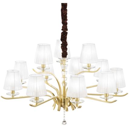 Ideal Lux - Candeeiro suspenso de cristal PEGASO 12xE14/28W/230V diâmetro 102 cm dourado