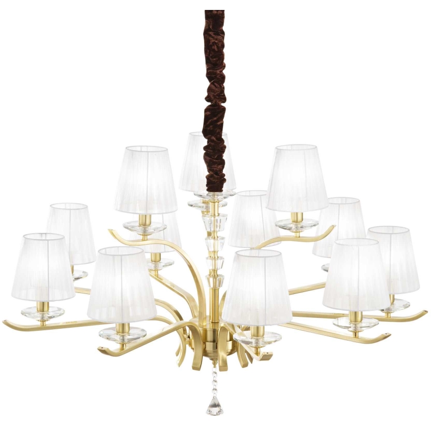 Ideal Lux - Candeeiro suspenso de cristal PEGASO 12xE14/28W/230V diâmetro 102 cm dourado