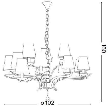 Ideal Lux - Candeeiro suspenso de cristal PEGASO 12xE14/28W/230V diâmetro 102 cm dourado