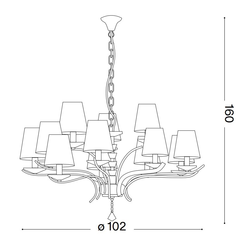 Ideal Lux - Candeeiro suspenso de cristal PEGASO 12xE14/28W/230V diâmetro 102 cm dourado