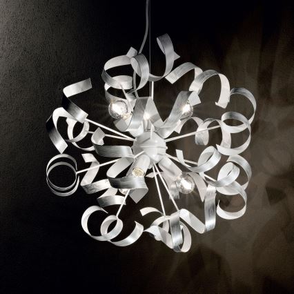 Ideal Lux - Candeeiro suspenso VORTEX 6xE14/40W/230V diâmetro 53 cm prateado/pátina