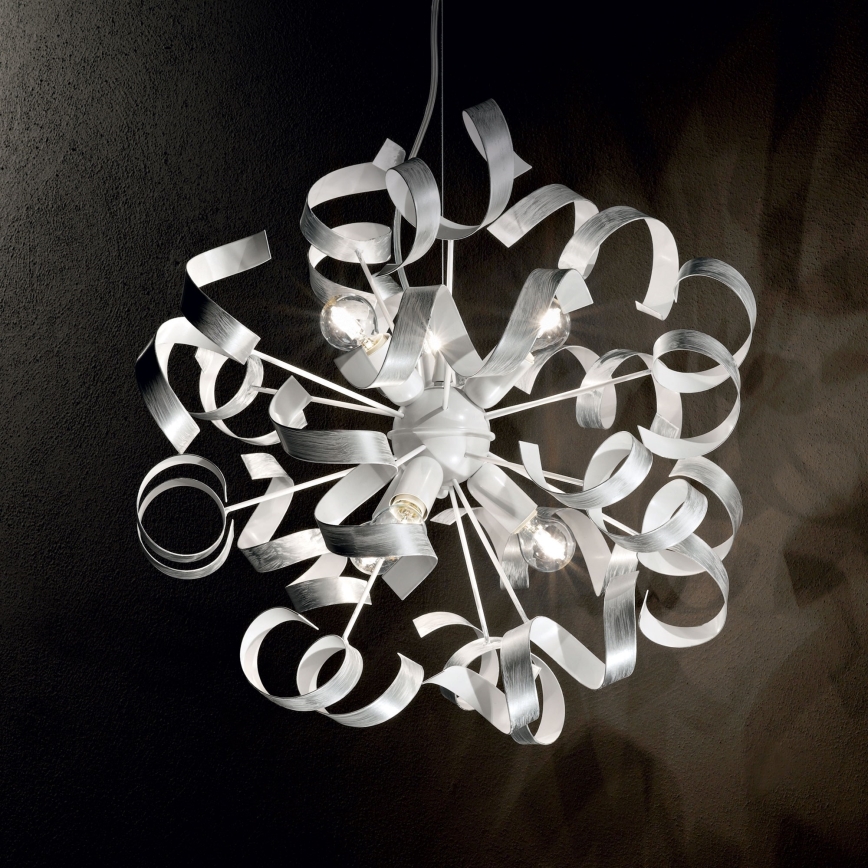 Ideal Lux - Candeeiro suspenso VORTEX 6xE14/40W/230V diâmetro 53 cm prateado/pátina