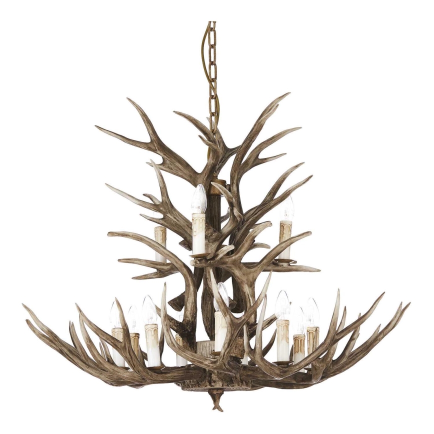 Ideal Lux - Candelabro numa corrente CHALET 12×E14/40W/230V chifres