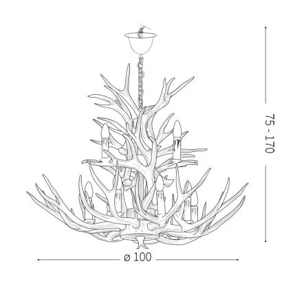 Ideal Lux - Candelabro numa corrente CHALET 12×E14/40W/230V chifres