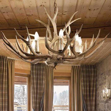 Ideal Lux - Candelabro numa corrente CHALET 12×E14/40W/230V chifres