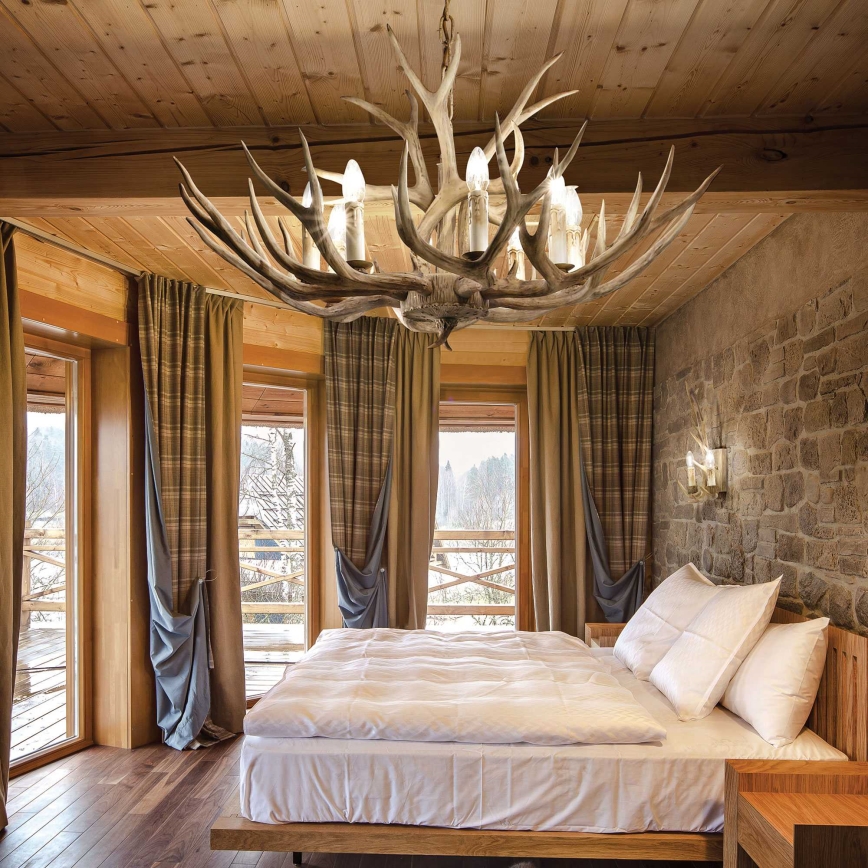 Ideal Lux - Candelabro numa corrente CHALET 12×E14/40W/230V chifres