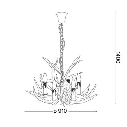 Ideal Lux - Candelabro numa corrente CHALET 12×E14/40W/230V chifres