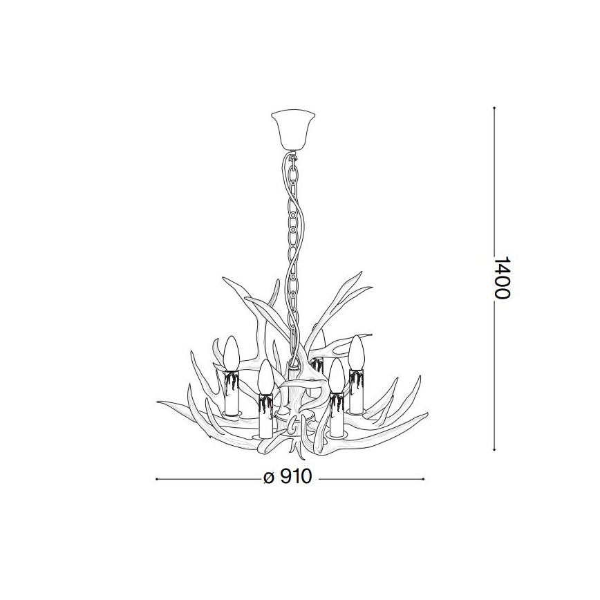 Ideal Lux - Candelabro numa corrente CHALET 12×E14/40W/230V chifres