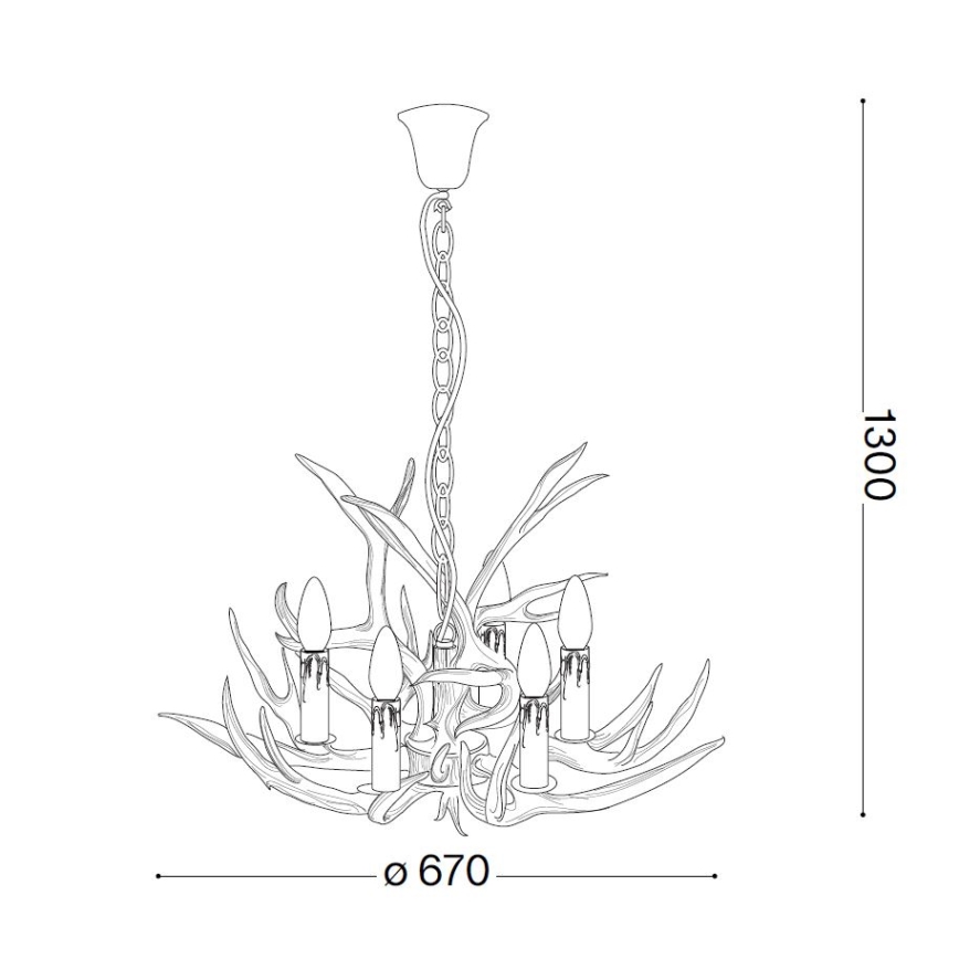Ideal Lux - Candelabro suspenso CHALET 6xE14/40W/230V chifres