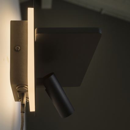 Ideal Lux - Foco de parede LED PIANO LED/11,5W/230V USB preto