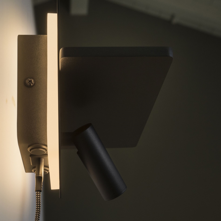 Ideal Lux - Foco de parede LED PIANO LED/11,5W/230V USB preto