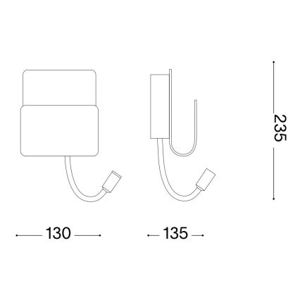 Ideal Lux - Foco de parede LED com uma flexível candeeiro pequeno PROBE LED/9,5W/230V USB CRI 90 branco