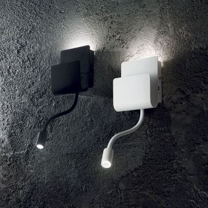 Ideal Lux - Foco de parede LED com uma flexível candeeiro pequeno PROBE LED/9,5W/230V USB CRI 90 preto