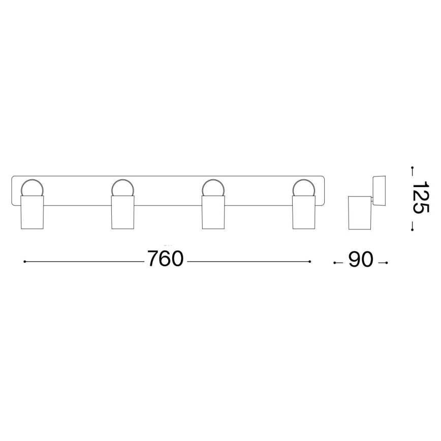 Ideal Lux - Foco LED RUDY 4xGU10/7W/230V CRI 90 preto