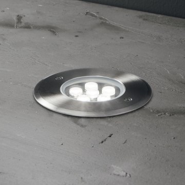 Ideal Lux - Iluminação de caminho de acesso LED FLOOR LED/6W/230V diâmetro 12 cm CRI 90 IP67 cromado brilhante