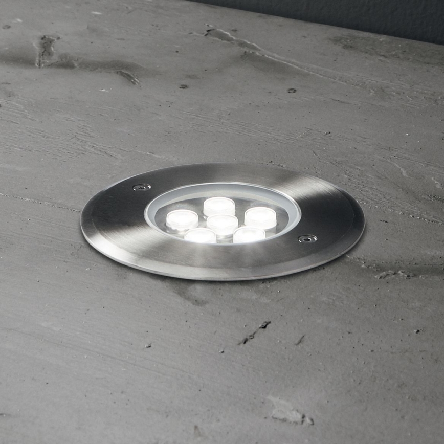 Ideal Lux - Iluminação de caminho de acesso LED FLOOR LED/6W/230V diâmetro 12 cm CRI 90 IP67 cromado brilhante