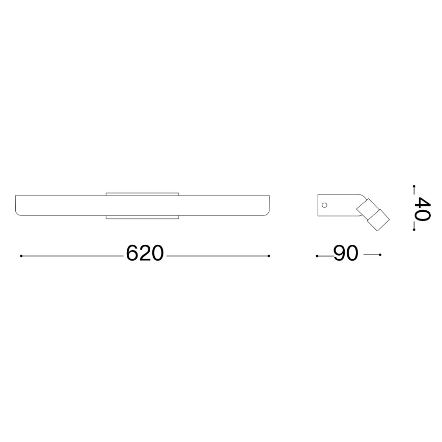 Ideal Lux - Iluminação de espelho para casa de banho LED RIFLESSO LED/16W/230V 62 cm CRI 90 IP54 preto