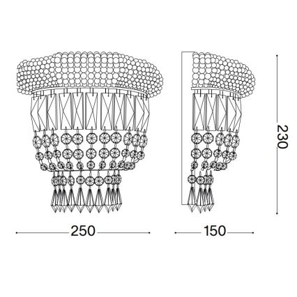 Ideal Lux - Iluminação de parede de cristal DUBAI 2xE14/28W/230V cromado brilhante