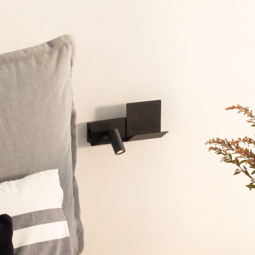 Ideal Lux - Iluminação de parede LED KOMODO LED/4,5W/230V USB CRI 90 preto