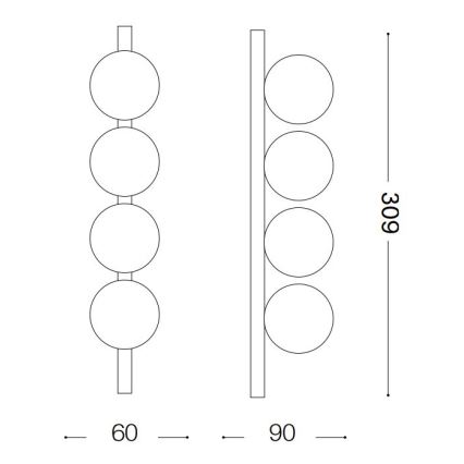 Ideal Lux - Iluminação de teto LED PING PONG 4xLED/3W/230V CRI 90 latão