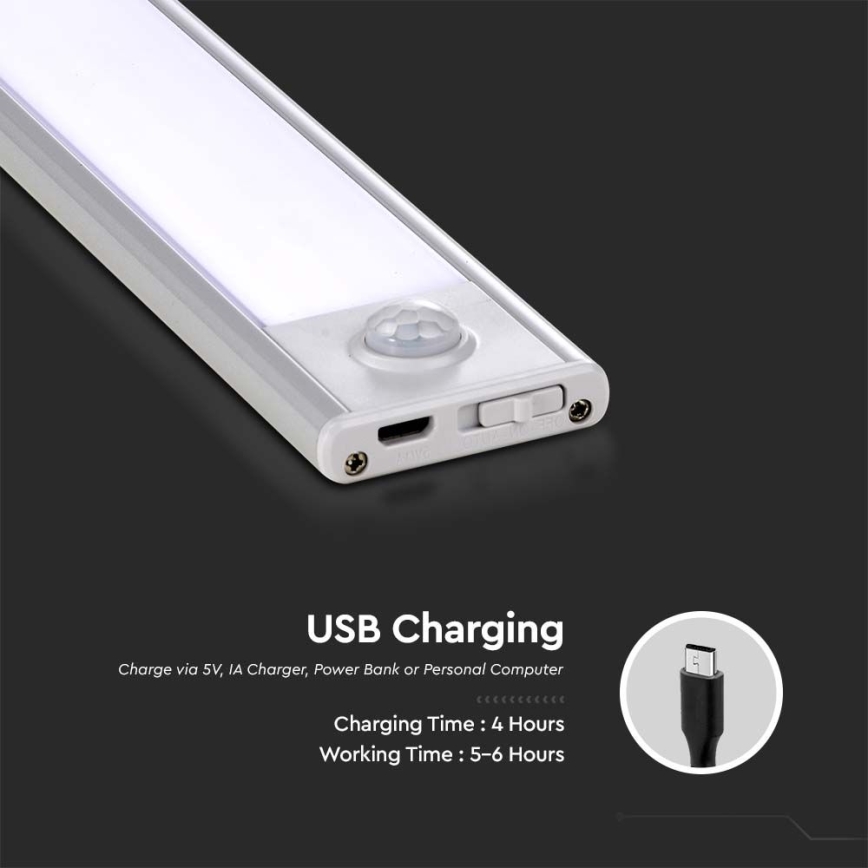 Iluminação de armário de cozinha LED com sensor LED/1,5W/5V 3000K