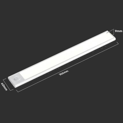 Iluminação de armário de cozinha LED com sensor LED/1,5W/5V 4000K