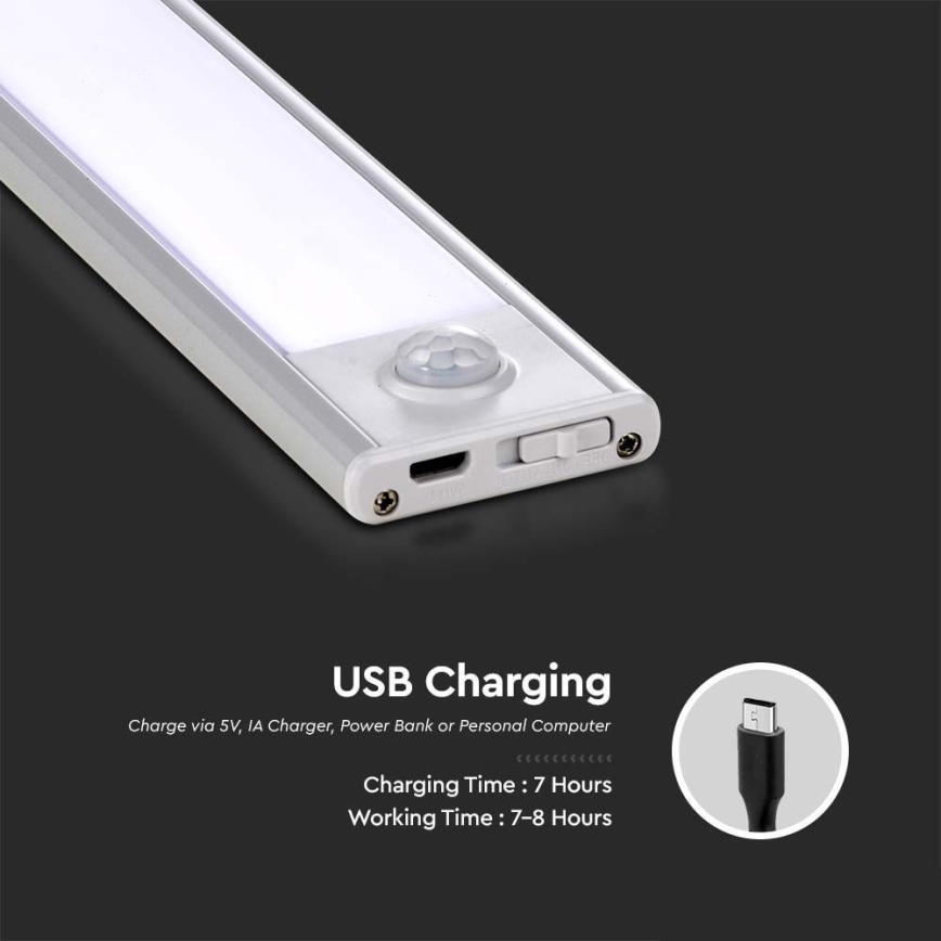 Iluminação de armário de cozinha LED com sensor LED/2,5W/5V 3000K