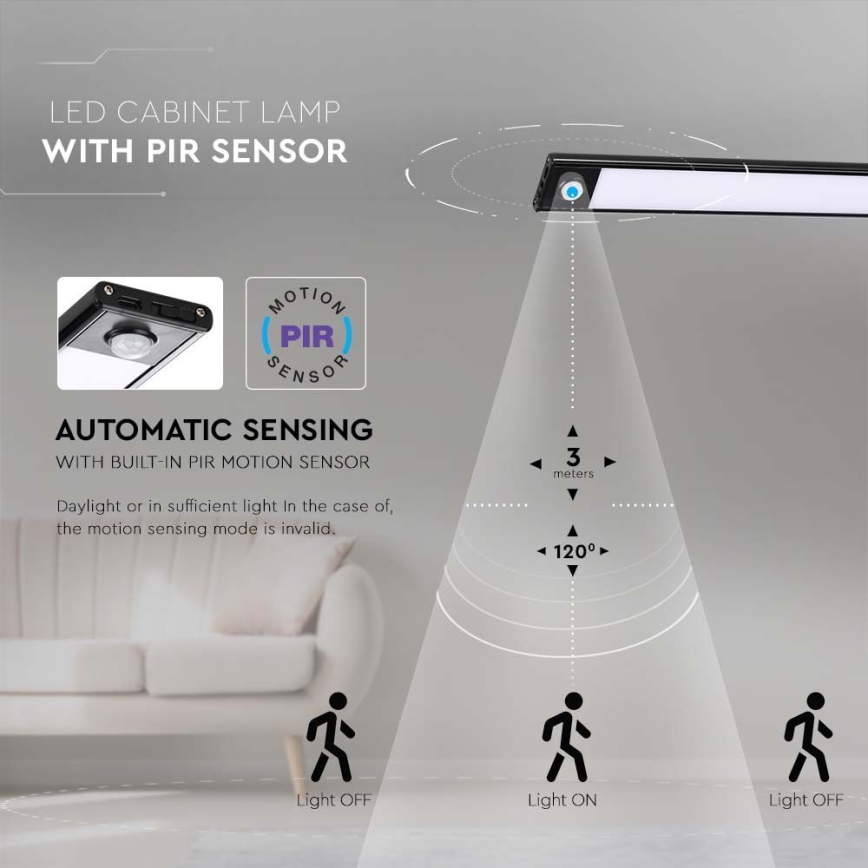 Iluminação de armário de cozinha LED com sensor LED/2W/5V 3000K
