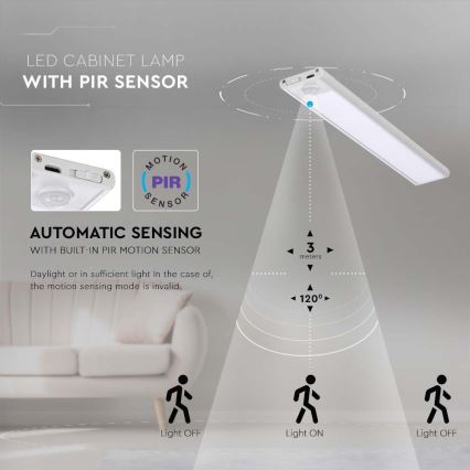 Iluminação de armário de cozinha LED com sensor LED/2W/5V 3000K
