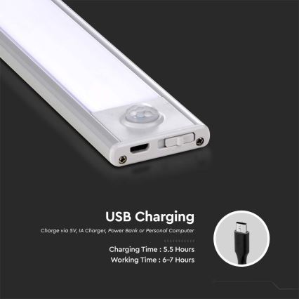 Iluminação de armário de cozinha LED com sensor LED/2W/5V 3000K