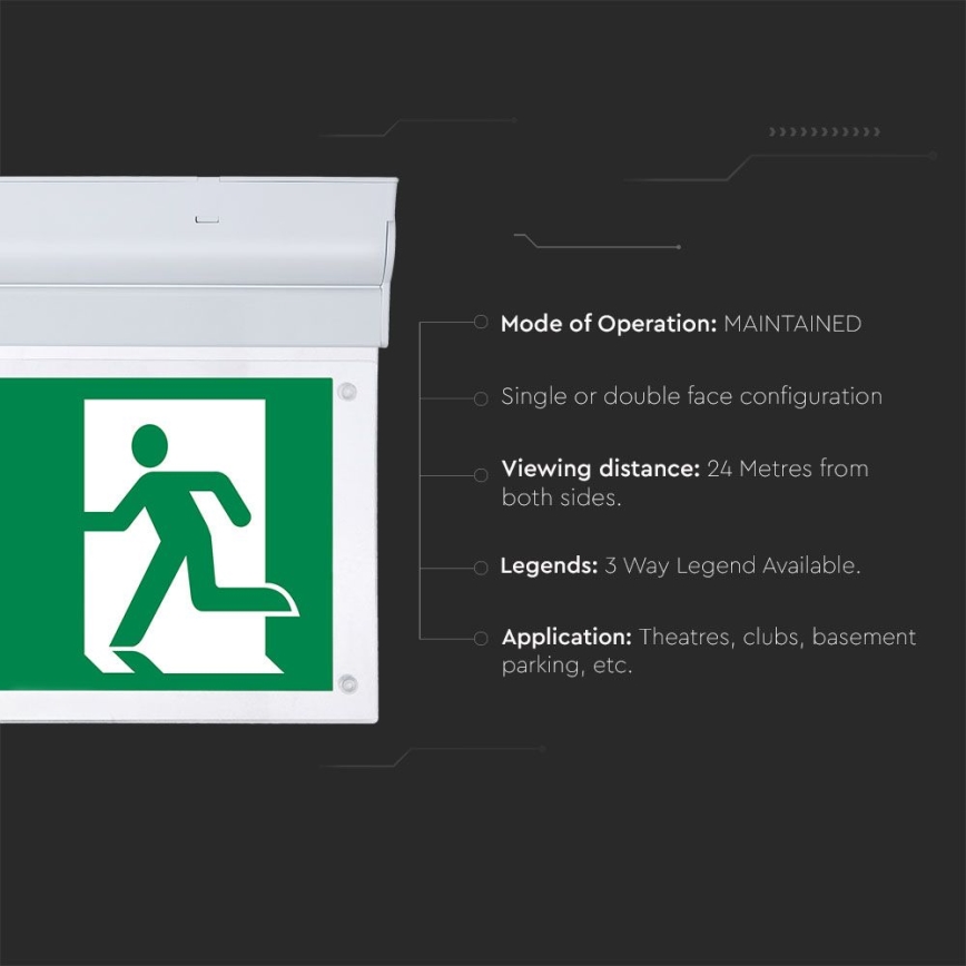 Iluminação de emergência LED EMERGENCY EXIT SAMSUNG CHIP LED/2W/230V 6000K