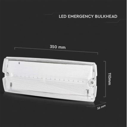 Iluminação de emergência LED com um teste de funcionalidade regular EMERGENCY EXIT LED/3W/230V 6400K IP65