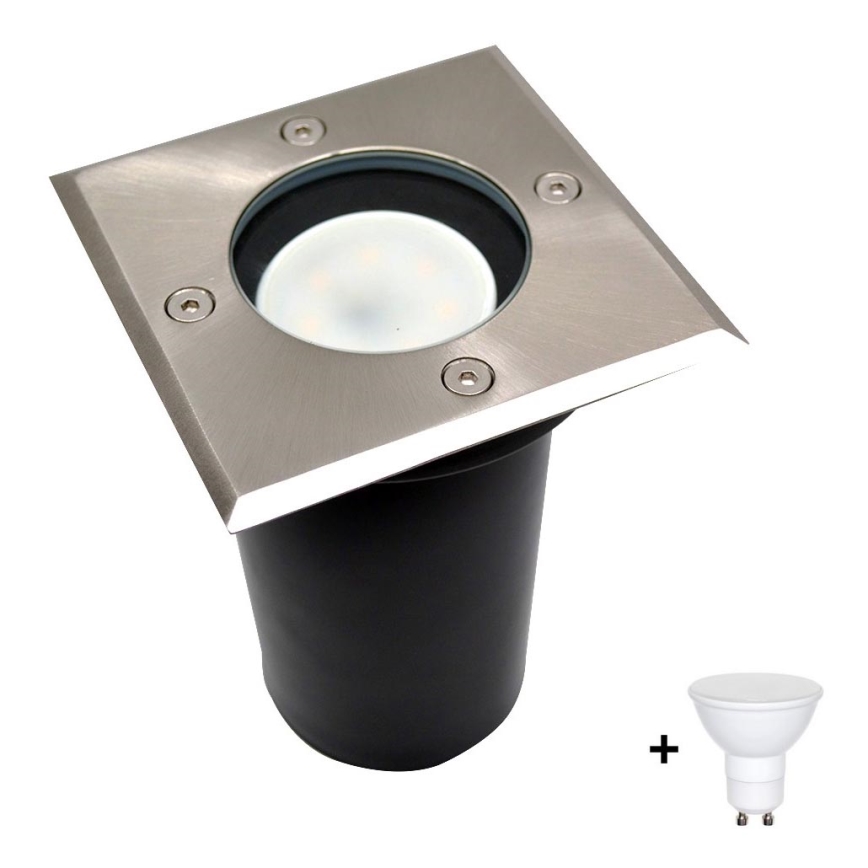 Iluminação de entrada exterior LED 1xGU10/6W/230V IP44 mate cromado