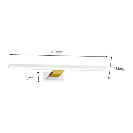Iluminação de espelho de casa de banho LED SHINE LED/13,8W/230V IP44 branca/dourada