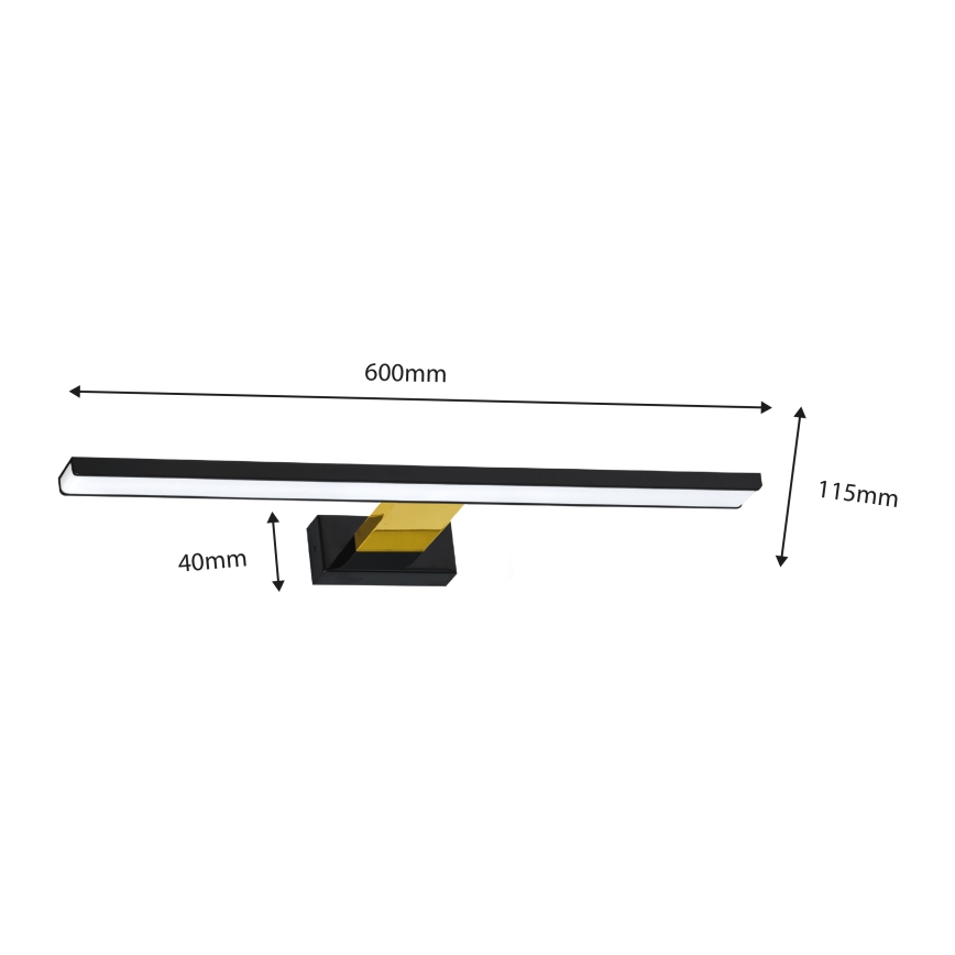 Iluminação de espelho de casa de banho LED SHINE LED/13,8W/230V IP44 preto/dourado