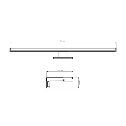 Iluminação de espelho para casa de banho LED ELBA LED/12W/230V 4000K 60 cm IP44 preto