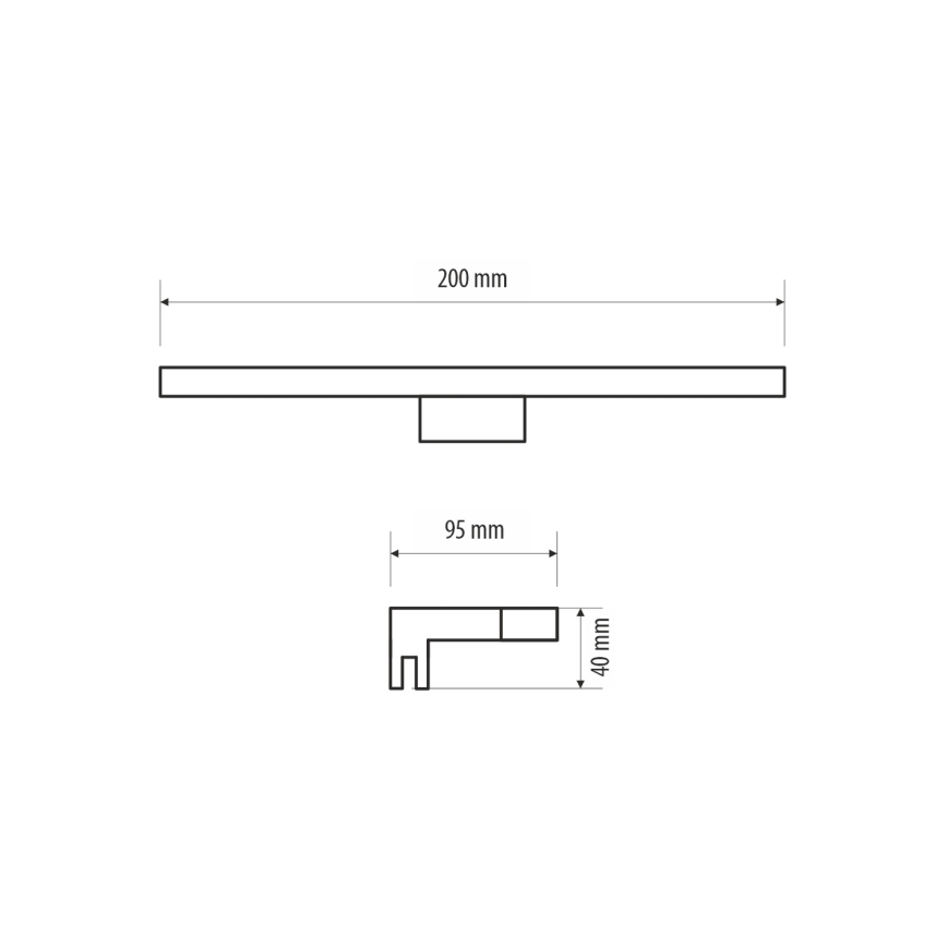 Iluminação de espelho para casa de banho LED MIRROR LED/4W/230V 20 cm IP44 preto