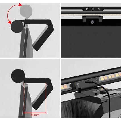 Iluminação de monitor LED com regulação LED/5W/5V 3000/4000/5000/6000K 42 cm preto