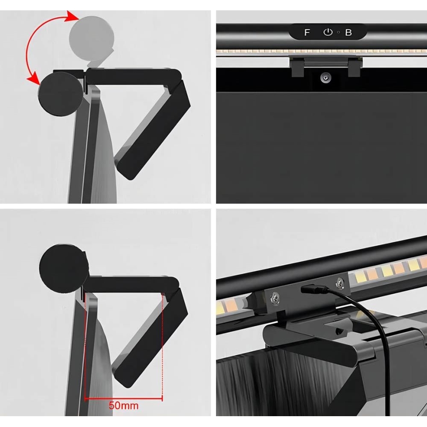 Iluminação de monitor LED com regulação LED/5W/5V 3000/4000/5000/6000K 42 cm preto