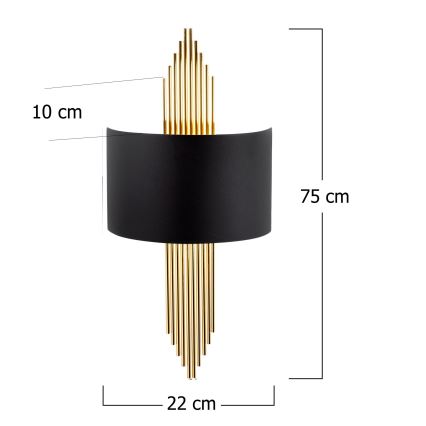Iluminação de parede 1xE27/40W/230V dourada/preta