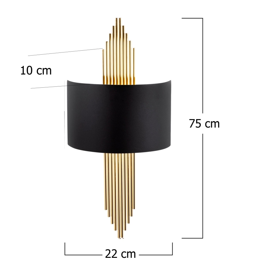 Iluminação de parede 1xE27/40W/230V dourada/preta