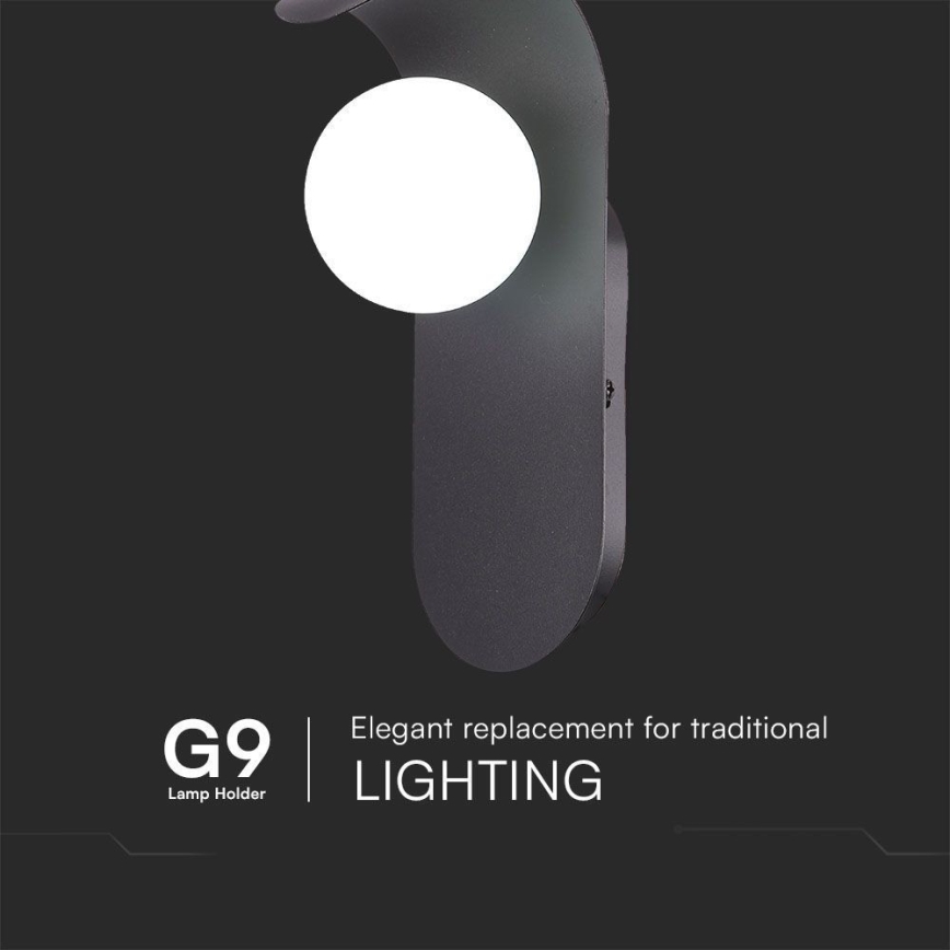 Iluminação de parede 1xG9/5W/230V preto