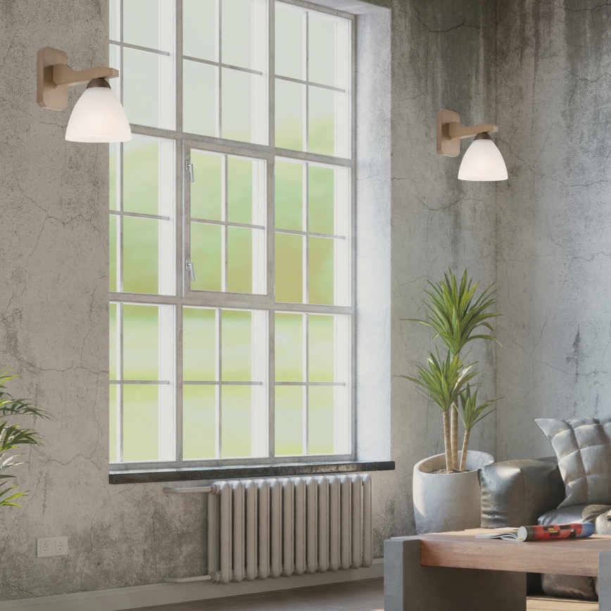 Iluminação de parede ADRIANO 1xE27/60W/230V faia - FSC certificado