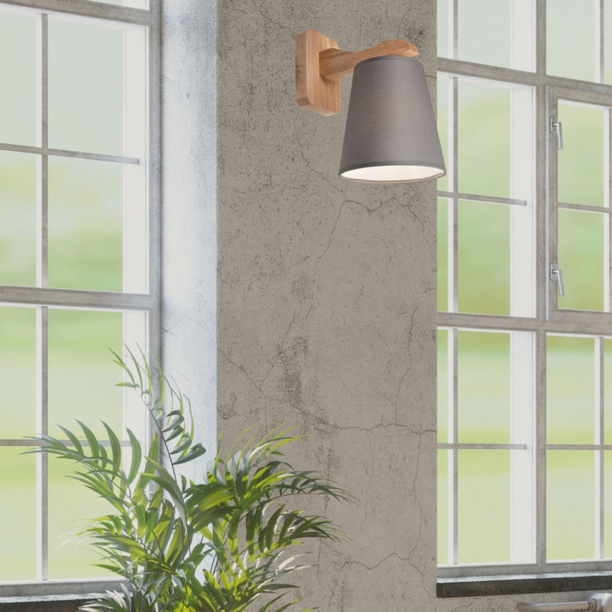 Iluminação de parede ANDREA 1xE27/60W/230V carvalho/cinzento