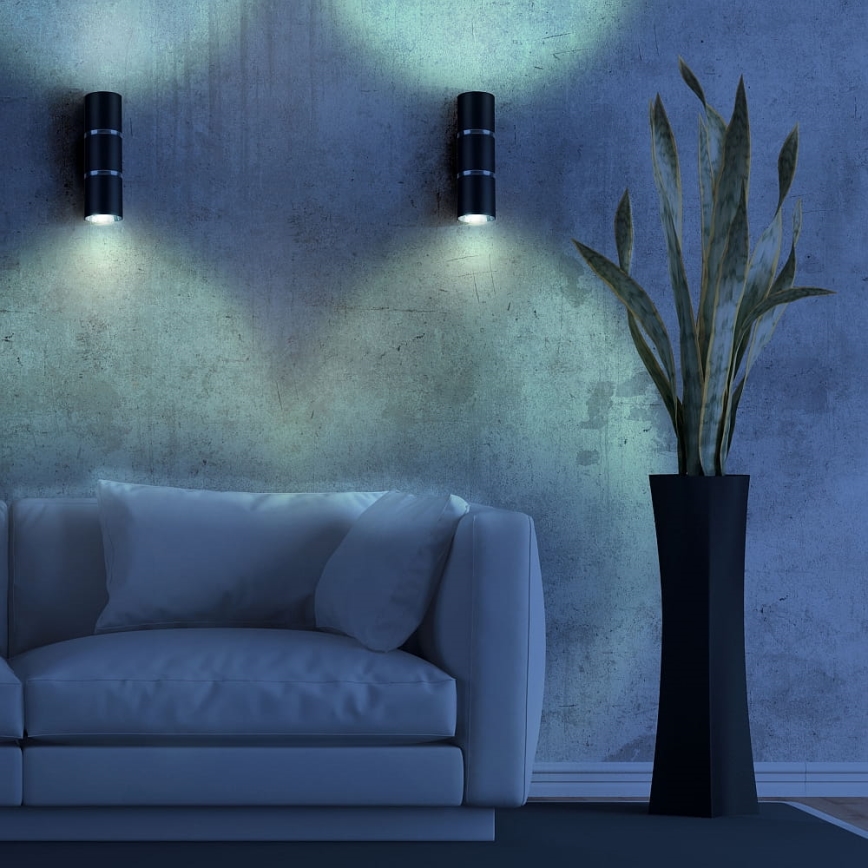 Iluminação de parede BAMBOO 2xGU10/10W/230V preto