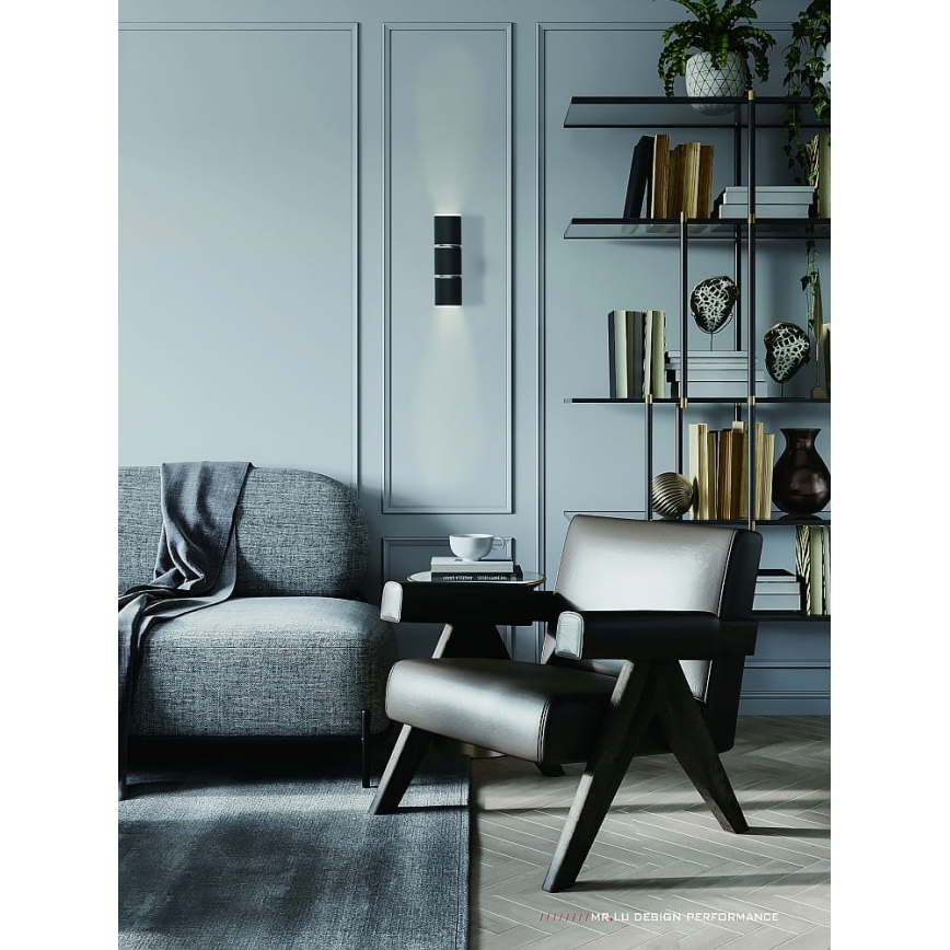 Iluminação de parede BAMBOO 2xGU10/10W/230V preto