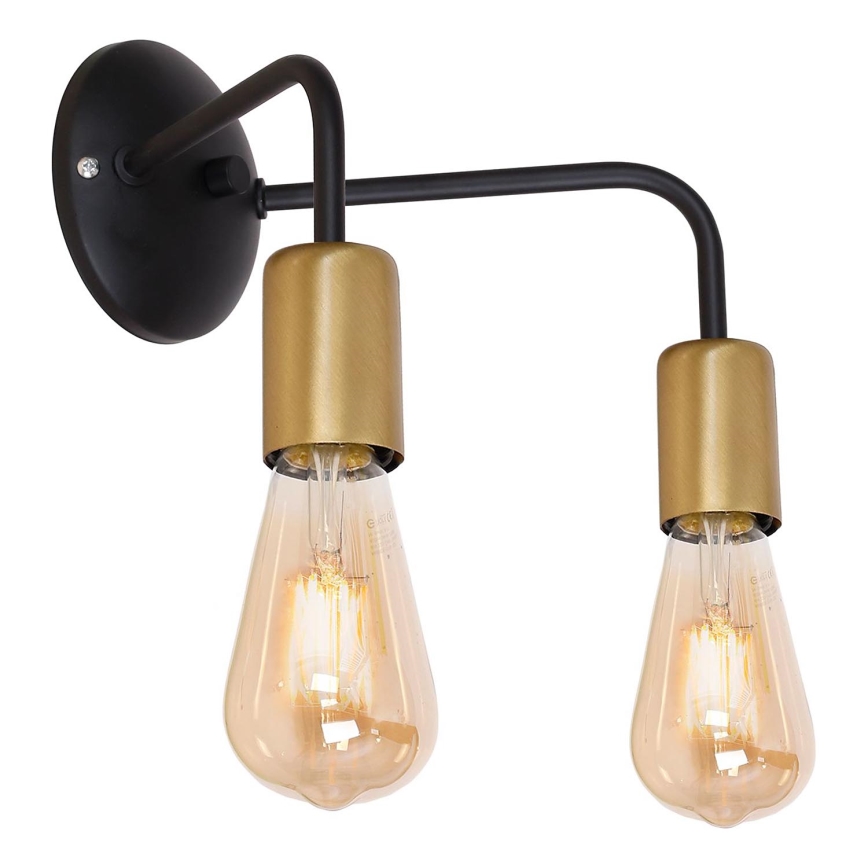 Iluminação de parede BRENDA 2xE27/60W/230V preto/dourada